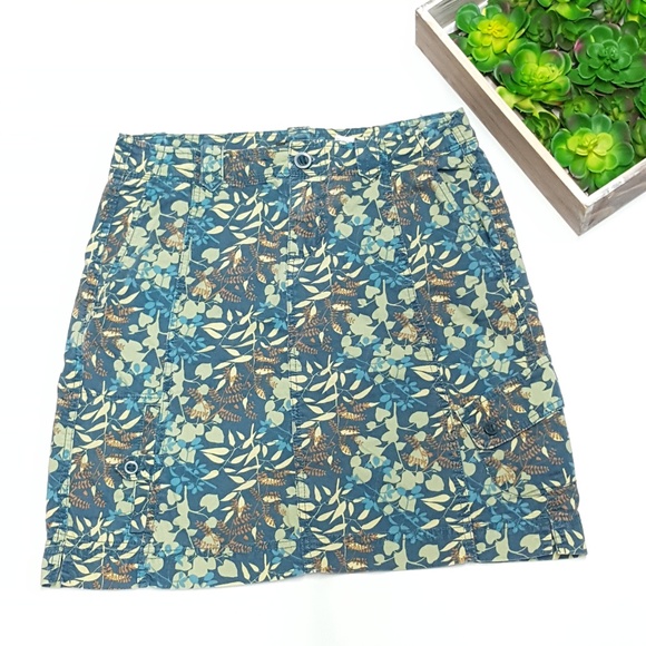 Eddie Bauer Dresses & Skirts - Eddie Bauer Green and Blue Floral Leaf Skirt -T2